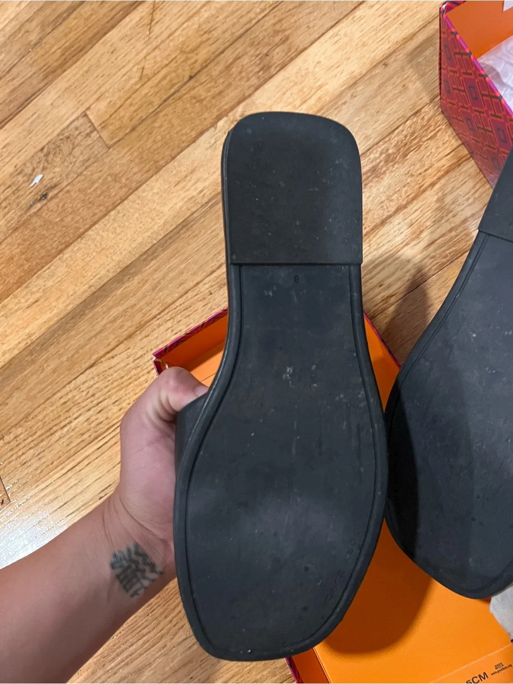 Tory Burch Black Slide Sandals with Gold Logo